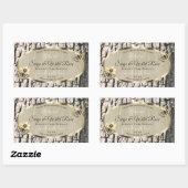 自然ベージュツリーバーク金ゴールドフレーム製品ラベル 長方形シール (シート)