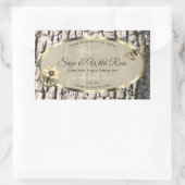 自然ベージュツリーバーク金ゴールドフレーム製品ラベル 長方形シール (バッグ)