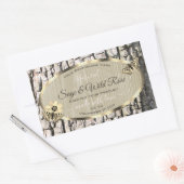 自然ベージュツリーバーク金ゴールドフレーム製品ラベル 長方形シール (封筒)