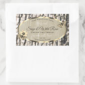 自然ベージュツリーバーク金ゴールドフレーム製品ラベル 長方形シール (バッグ)