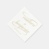 自然ベージュ色手書きスワッシュ結婚書道 スタンダードカクテルナプキン (角)