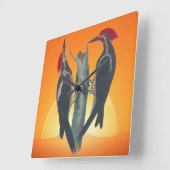 自然ペアの野生の木のペッカ スクエア壁時計 (傾斜)