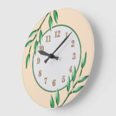 自然ボタニカルグリーン葉ベビー子供部屋 ラージ壁時計 (傾斜)