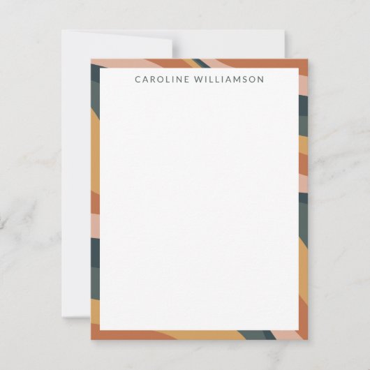 自然ボホ抽象芸術線テラコッパーソナライズされたタ ノートカード (正面)