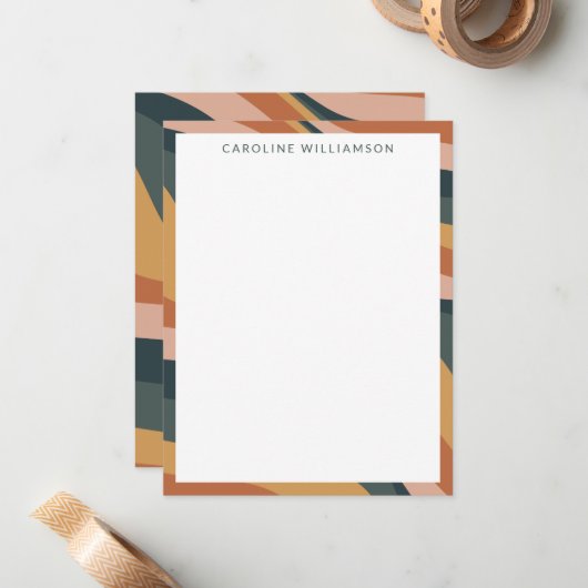 自然ボホ抽象芸術線テラコッパーソナライズされたタ ノートカード (正面/裏面インサイチュ)