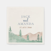 自然マウンテンフォレ結婚ストの装飾ナキンス スタンダードカクテルナプキン (正面)