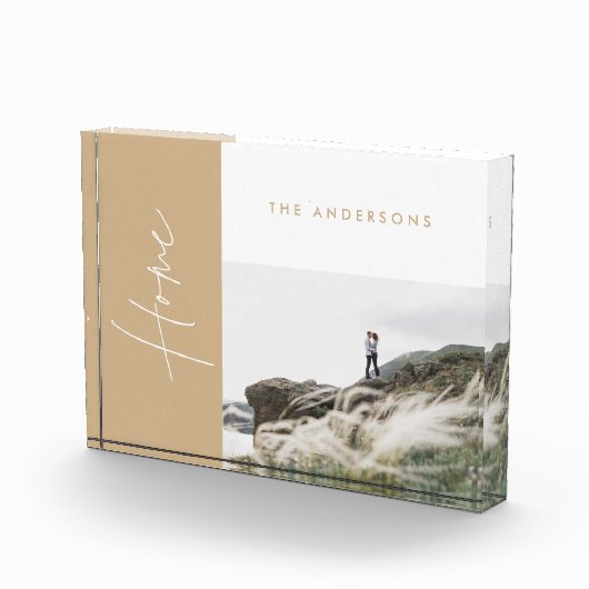 自然モダンなベージュのホーム写真家族のギフト フォトブロック (右)