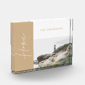 自然モダンなベージュのホーム写真家族のギフト フォトブロック (左)