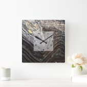 自然モダンな石の外観 スクエア壁時計 (ホーム)