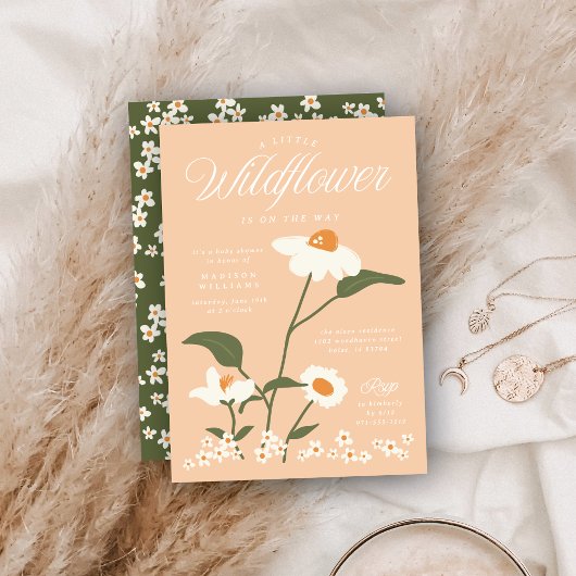 自然モダンをテーマにしたワイルドフラワーベビー開花 招待状
