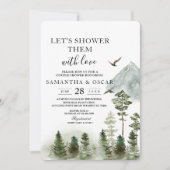 自然モダングリーン林 |水彩ツリー 招待状 (正面)