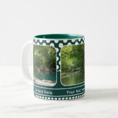 自然モダングリーン水玉模様フォトマグ ツートーンマグカップ (正面左)