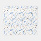 自然モダンボタニカルクリスマスホリデーギフト フリースブランケット (正面(横))