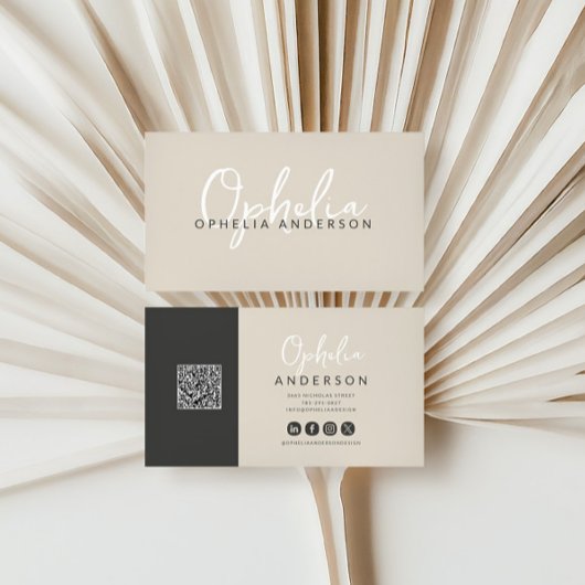 自然モダンミニマルスクリプトボホQRcode 名刺