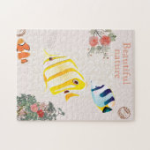 自然モダンヴィンテージの花葉の花 ジグソーパズル (横)