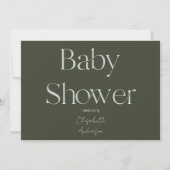自然モダン深いグリーンベイビーシャワー 招待状 (正面)