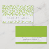 自然モダン葉柄フローラ石灰緑色 名刺 (正面/裏面)