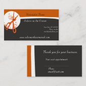 自然モダン赤い花はさみ美容師 予約カード (正面/裏面)