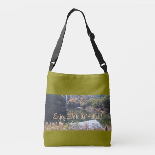 自然モダン風景緑トートバッグ クロスボディバッグ (裏面)