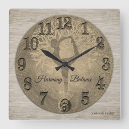 自然ヨガツリー スクエア壁時計