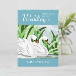 自然ラバーズスワン結婚式招待状 招待状