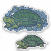 自然ラバーズタートルアートカメ シール (正面)