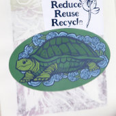 自然ラバーズタートルアートカメ 楕円形シール