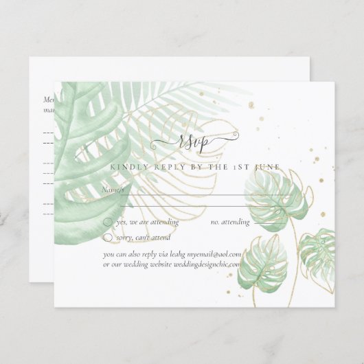 自然ラバ結婚ーズForal Greenery素朴 Boho (正面/裏面)