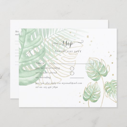 自然ラバ結婚ーズForal Greenery素朴 Boho (正面/裏面)