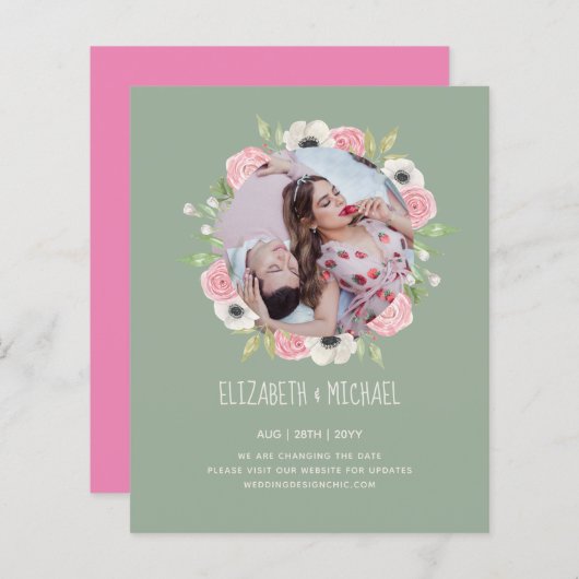 自然ラバ結婚ーズForal Greenery素朴 Boho (正面/裏面)