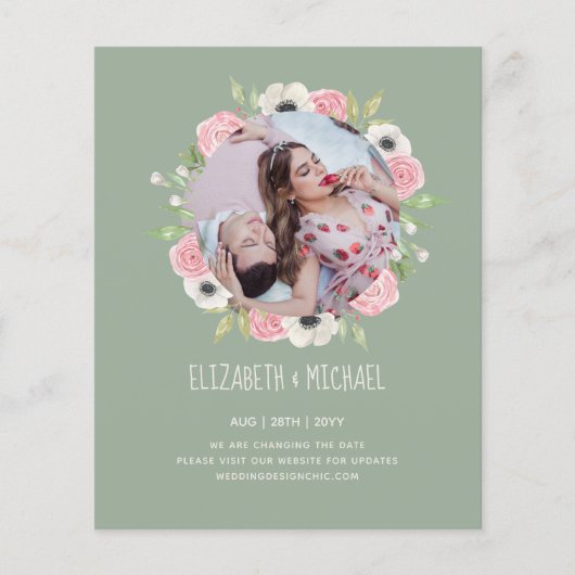 自然ラバ結婚ーズForal Greenery素朴 Boho (正面)