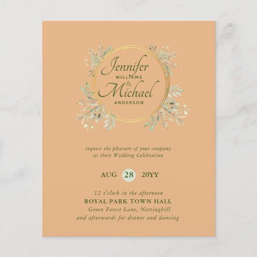 自然ラバ結婚ーズForal Greenery素朴 Boho (正面)