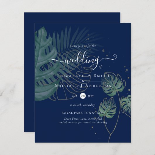 自然ラバ結婚ーズForal Greenery素朴 Boho (正面/裏面)