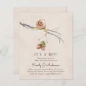 自然ラブカタツムリ男の赤ちゃんシャワー招待状 (正面/裏面)