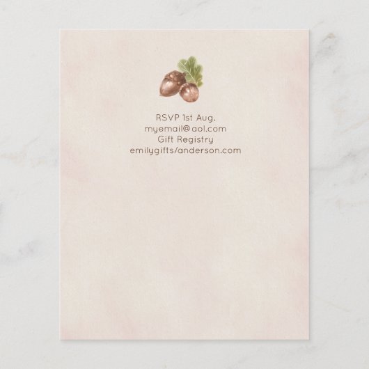 自然ラブカタツムリ男の赤ちゃんシャワー招待状 (裏面)