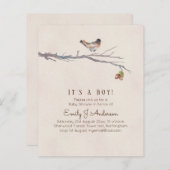 自然ラブバード赤ちゃんシャワー招待状 (正面/裏面)