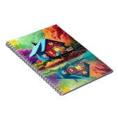 自然ランドスケープイラストレーションウィズレイクコテージ ノートブック (右側)