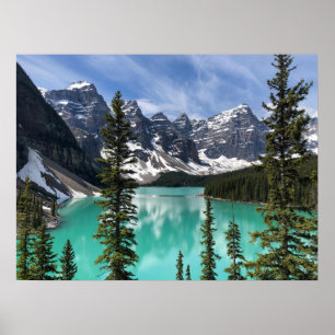 自然ランドスケープMoraine Lake,アルバータ,カナダ ポスター