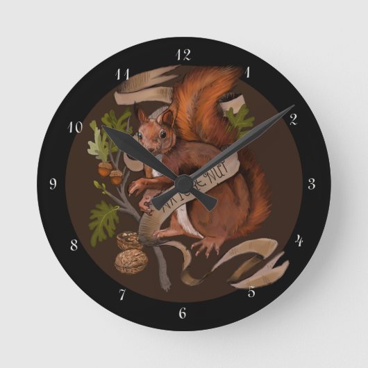 自然リス ラウンド壁時計 (正面)