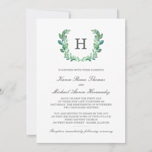 自然リース結婚式招待状 招待状 (正面)