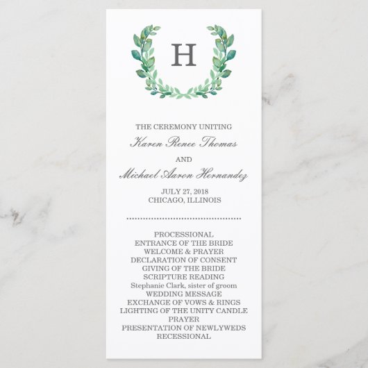 自然リース結婚式 プログラム (正面)