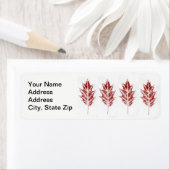 自然リーフプリント、小紅オークの葉x 4。 ラベル (インサイチュ)