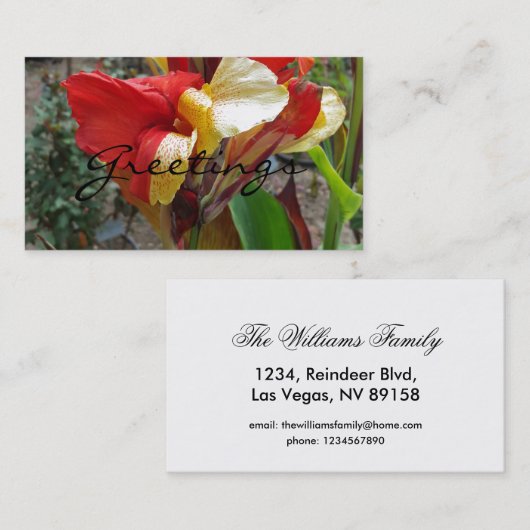 自然レッドフラワー花の写真 名刺 (正面/裏面)