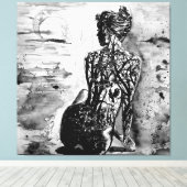 自然レディーキャンバスプリント白黒絵画ズ キャンバスプリント (インサイチュ (ウッドフロア))