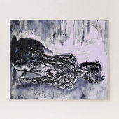 自然レディ – 白黒 – 水絵画彩 ジグソーパズル (横)