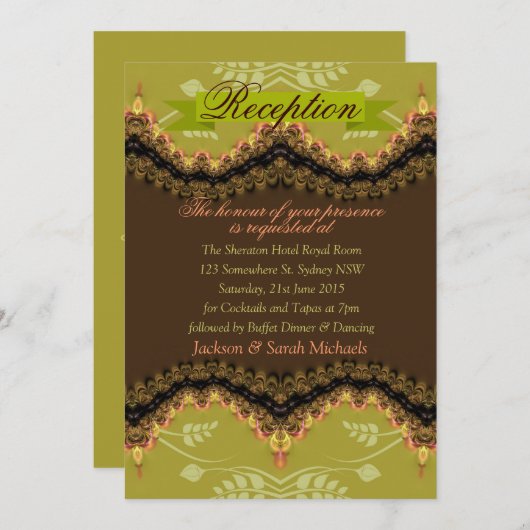 自然レースカクテルパーティー披露宴招待状 招待状 (正面/裏面)