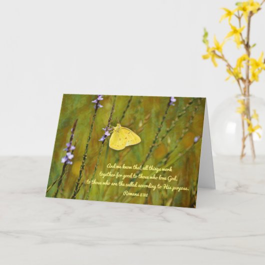 自然ワイルドフラワーイエローバタフライバイブル詩 カード (黄色い花)