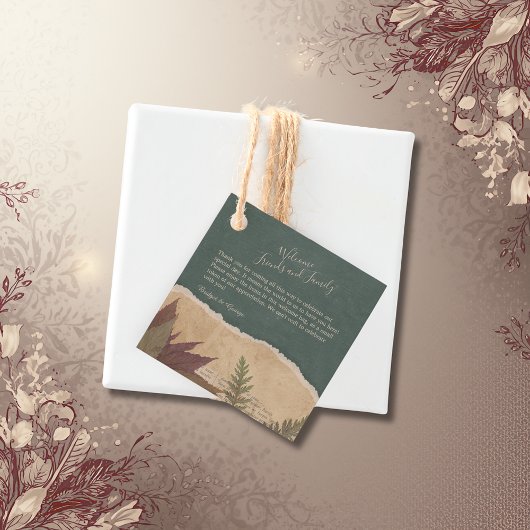 自然ヴィンテージボホシックな緑結婚草 フェイバータグ