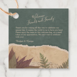 自然ヴィンテージボホシックな緑結婚草 フェイバータグ