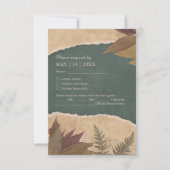 自然ヴィンテージボホシックな緑結婚草 出欠カード (正面)